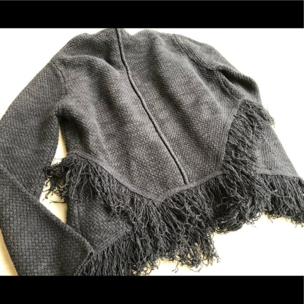 Maje‎ Fringe Cardigan Sweater Black Medium - Picture 8 of 12
